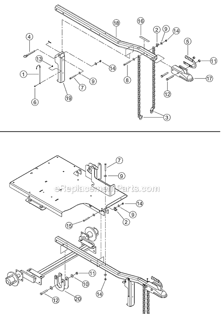 Trailer Hitch - Non-Ce Compliant Diagram and Parts List for CH5653 5VJAA001XBW002854 Bear Cat Chipper Shredder